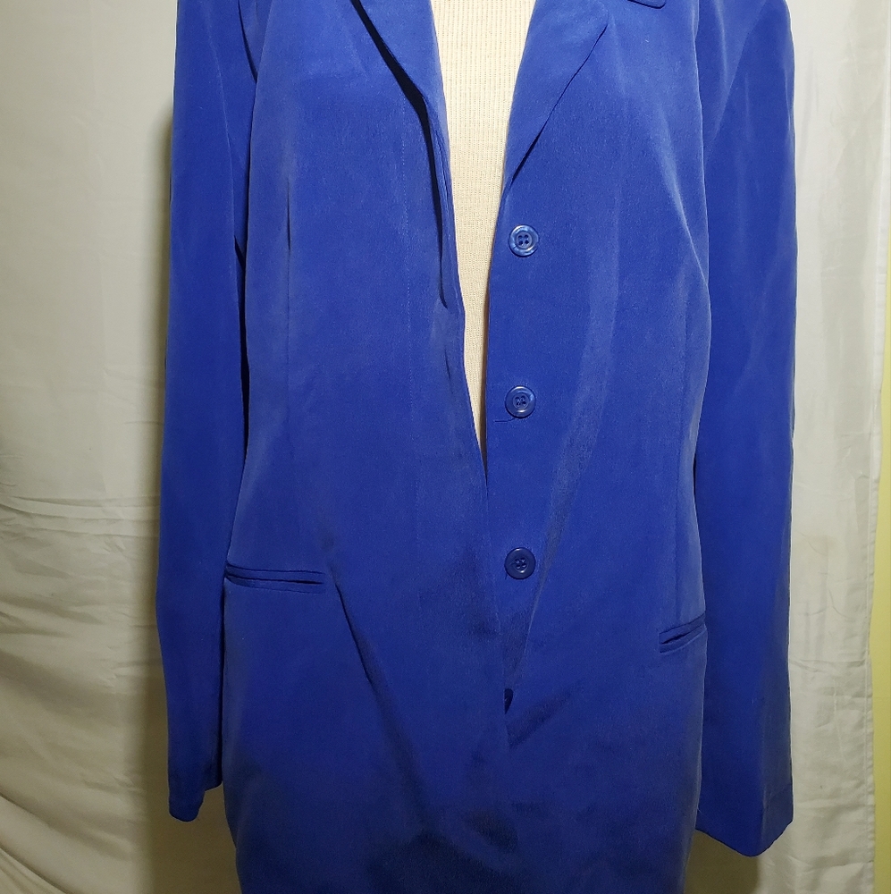 Silk Jacket, longline LARGE vintage 80s/90s blazer - Picture 4 of 9